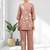 Women's cotton, linen powder pink embroidered short kurta with pant