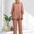 Women's cotton, linen powder pink embroidered short kurta with pant