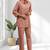 Women's cotton, linen powder pink embroidered short kurta with pant