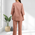 Women's cotton, linen powder pink embroidered short kurta with pant
