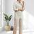 Women's linen powder blue embroidered short kurta with pant