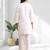 Women's linen off white embroidered short kurta with pant