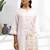 Women's linen off white embroidered short kurta with pant