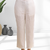 Women's linen off white embroidered short kurta with pant