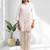Women's linen off white embroidered short kurta with pant