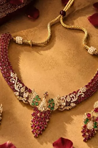 Kundan & Stone Peacock Motif Necklace Set