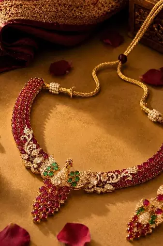 Kundan & Stone Peacock Motif Necklace Set
