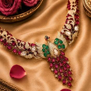 Kundan & Stone Peacock Motif Necklace Set 3