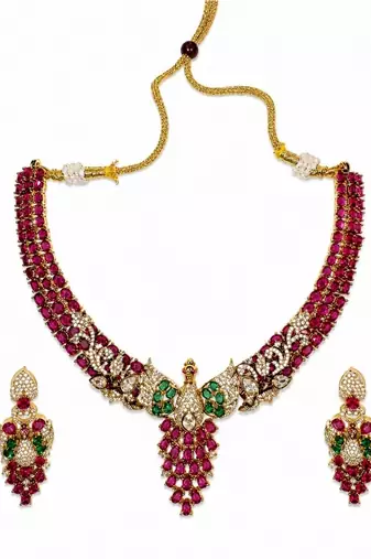 Kundan & Stone Peacock Motif Necklace Set