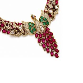 Kundan & Stone Peacock Motif Necklace Set 5
