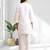 Women's linen off white embroidered short kurta with pant
