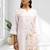 Women's linen off white embroidered short kurta with pant
