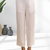 Women's linen off white embroidered short kurta with pant