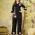 Black colour embroidered rayon co-ord set for women