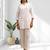 Women's linen off white embroidered short kurta with pant