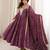 Plum colour mirror embroidered rayon gown set with dupatta
