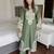 Green colour chinon silk kurti palazzo set with georgette dupatta