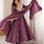 Plum colour mirror embroidered rayon gown set with dupatta