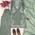 Green colour chinon silk kurti palazzo set with georgette dupatta