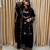 Black colour french crepe embroidered kurti palazzo set with dupatta