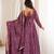 Plum colour mirror embroidered rayon gown set with dupatta