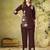 Brown colour embroidered rayon co-ord set for women
