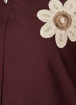 Brown colour embroidered rayon co-ord set for women 3