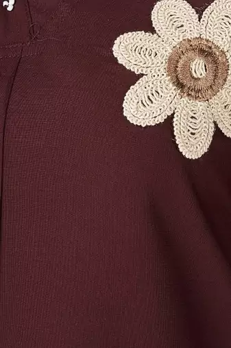 Brown colour embroidered rayon co-ord set for women