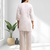 Women's linen off white embroidered short kurta with pant
