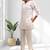 Women's linen off white embroidered short kurta with pant