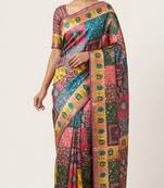 Multicolor digital print mall cotton saree with unstitched blouse