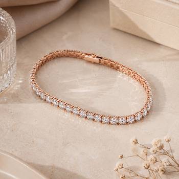 18k Rose Gold Plated AD Adjustable Tennis Bracelet 1
