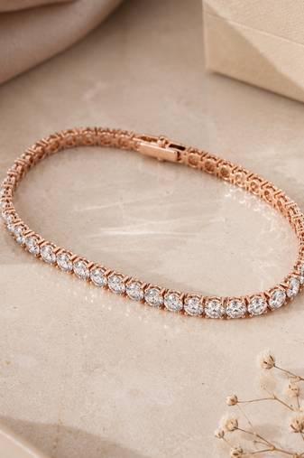 18k Rose Gold Plated AD Adjustable Tennis Bracelet