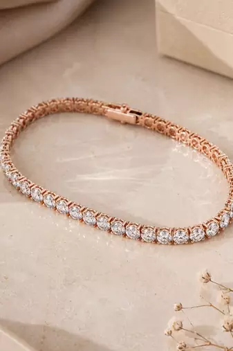 18k Rose Gold Plated AD Adjustable Tennis Bracelet