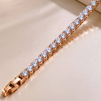 18k Rose Gold Plated AD Adjustable Tennis Bracelet 2