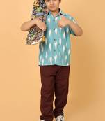 Blue ikat cotton boys shirt