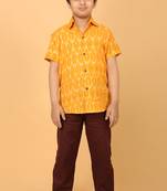 yellow ikat cotton boys shirt