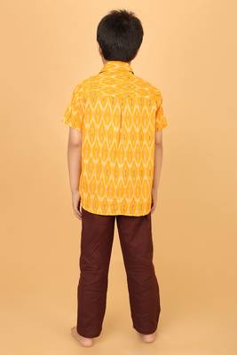yellow ikat cotton boys shirt 3