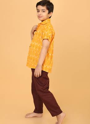 yellow ikat cotton boys shirt 4