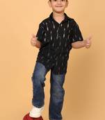 black ikat cotton boys shirt