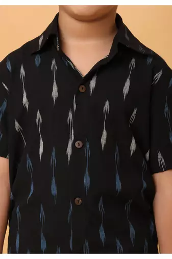 black ikat cotton boys shirt