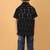 black ikat cotton boys shirt