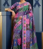 Multicolor digital print mall cotton saree with unstitched blouse