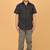 Black block print cotton boys shirt