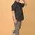 Black block print cotton boys shirt