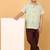 White with green block print boys cotton shirt