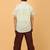 White with green block print boys cotton shirt