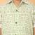 White with green block print boys cotton shirt