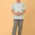 White with blue block print cotton boys shirt