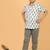 White with blue block print cotton boys shirt